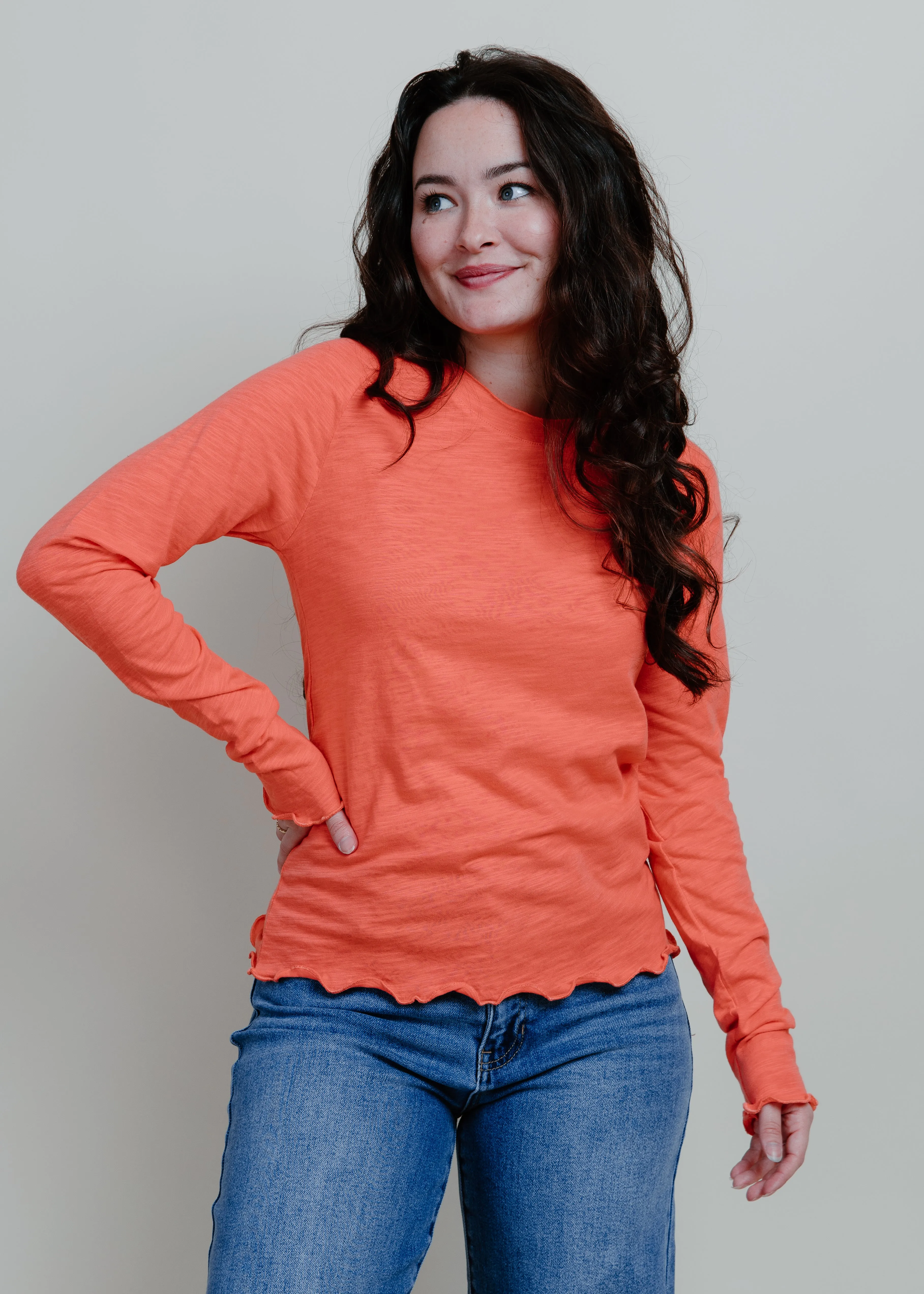 Draper Long Sleeve Top - Coral