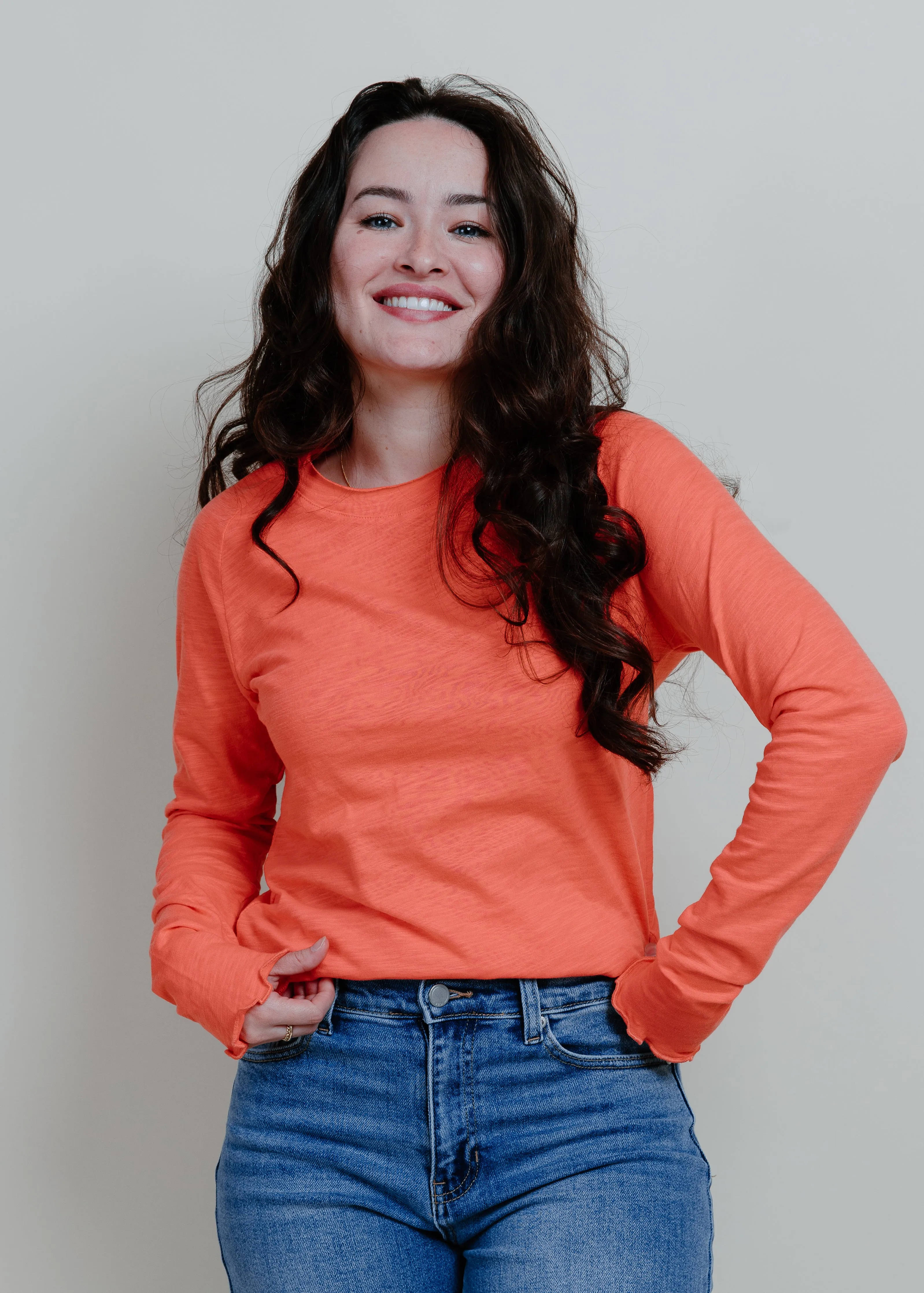 Draper Long Sleeve Top - Coral