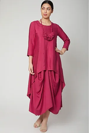 Dream- Hot Pink Indo-Western Cowl Dress