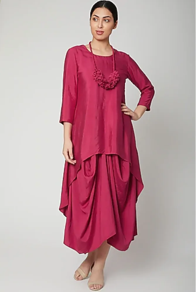 Dream- Hot Pink Indo-Western Cowl Dress
