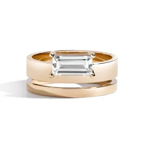 East-West Baguette Offset Double Ring