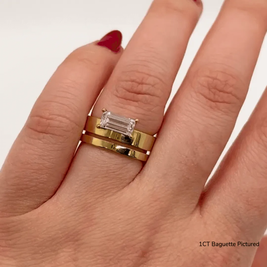 East-West Baguette Offset Double Ring