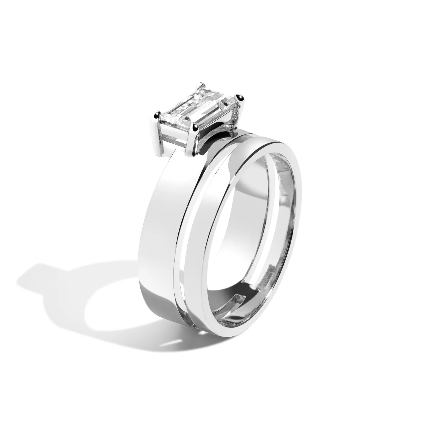 East-West Baguette Offset Double Ring