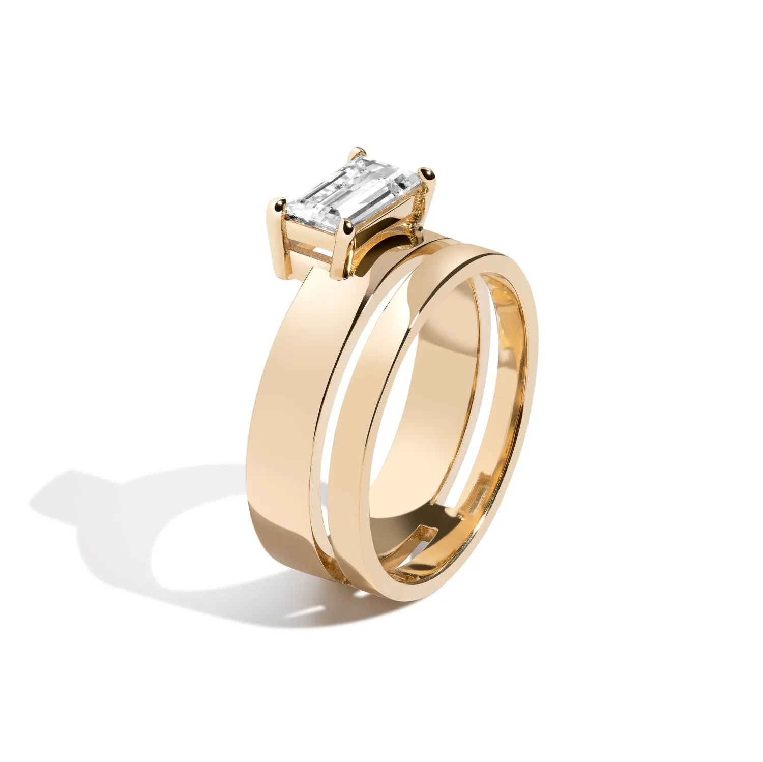 East-West Baguette Offset Double Ring
