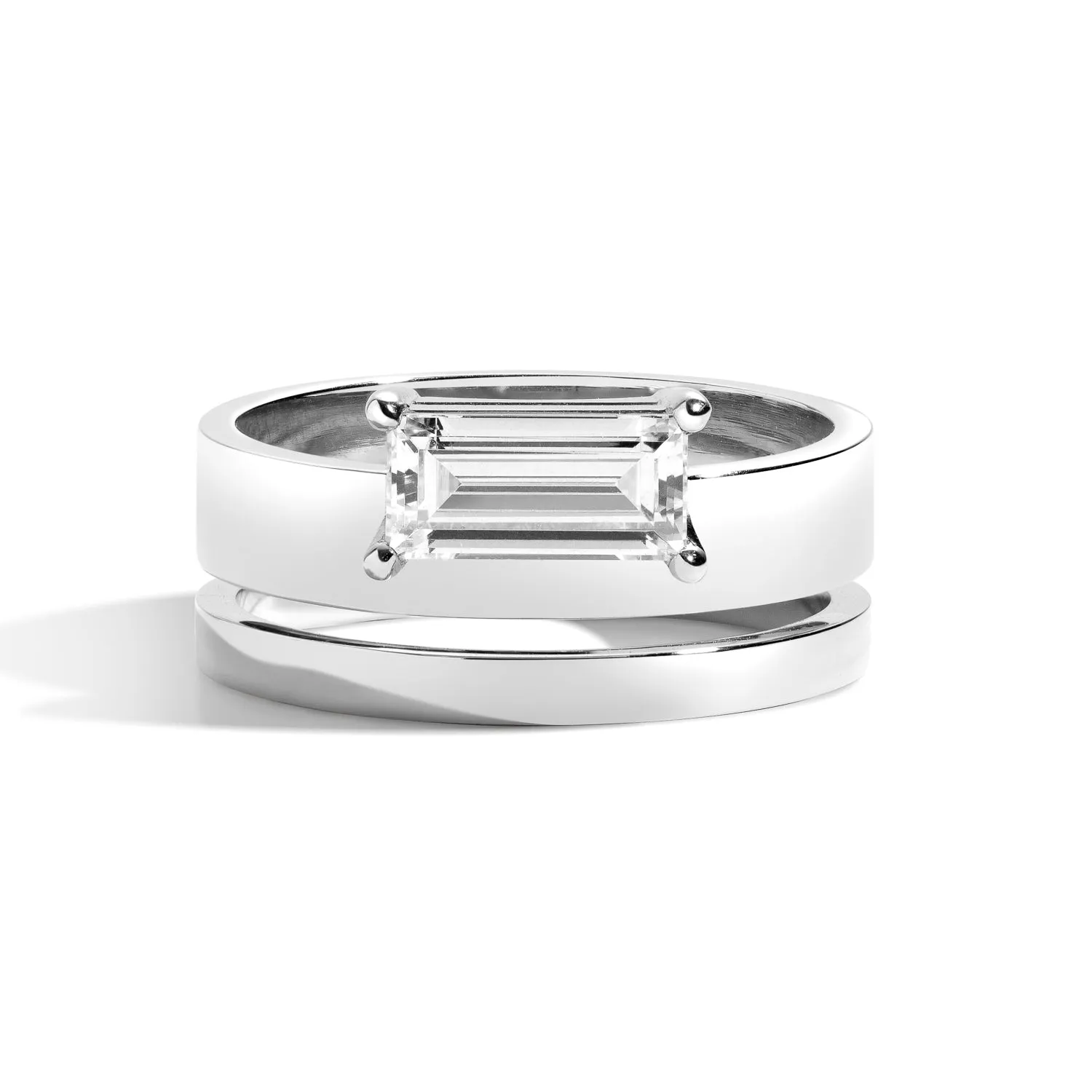East-West Baguette Offset Double Ring