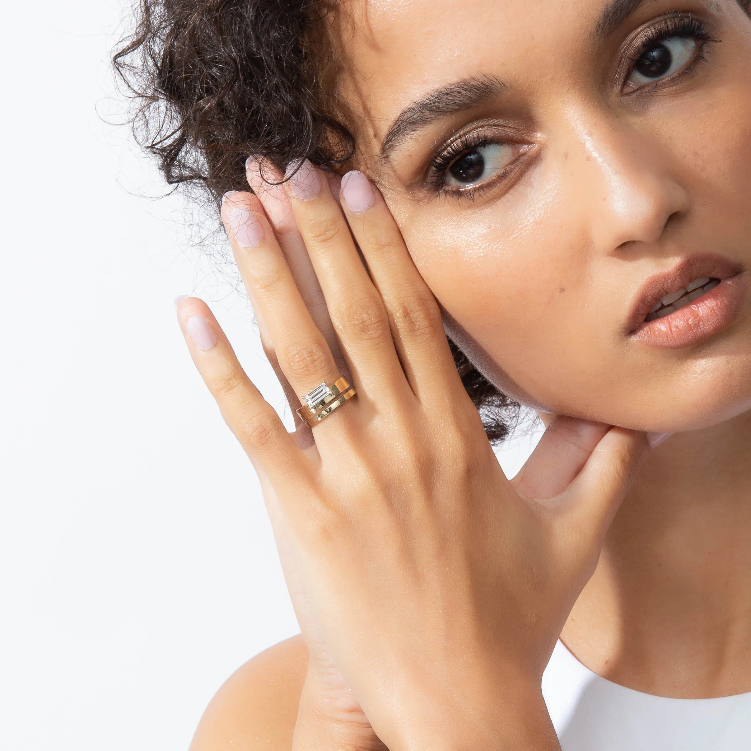 East-West Baguette Offset Double Ring