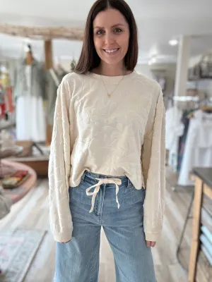 ecru floral pullover