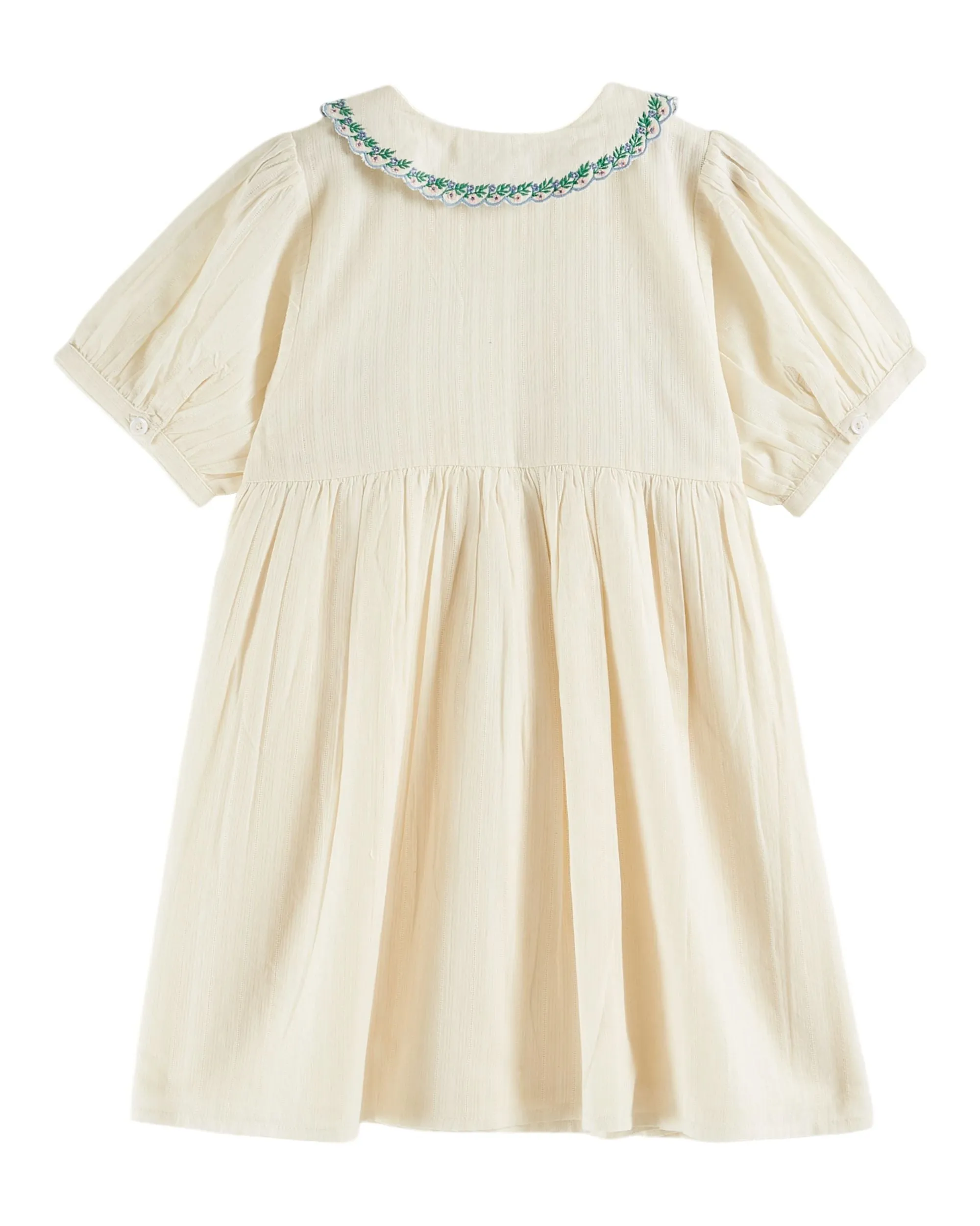 ECRU HAND SMOCKED EMBROIDERED DRESS
