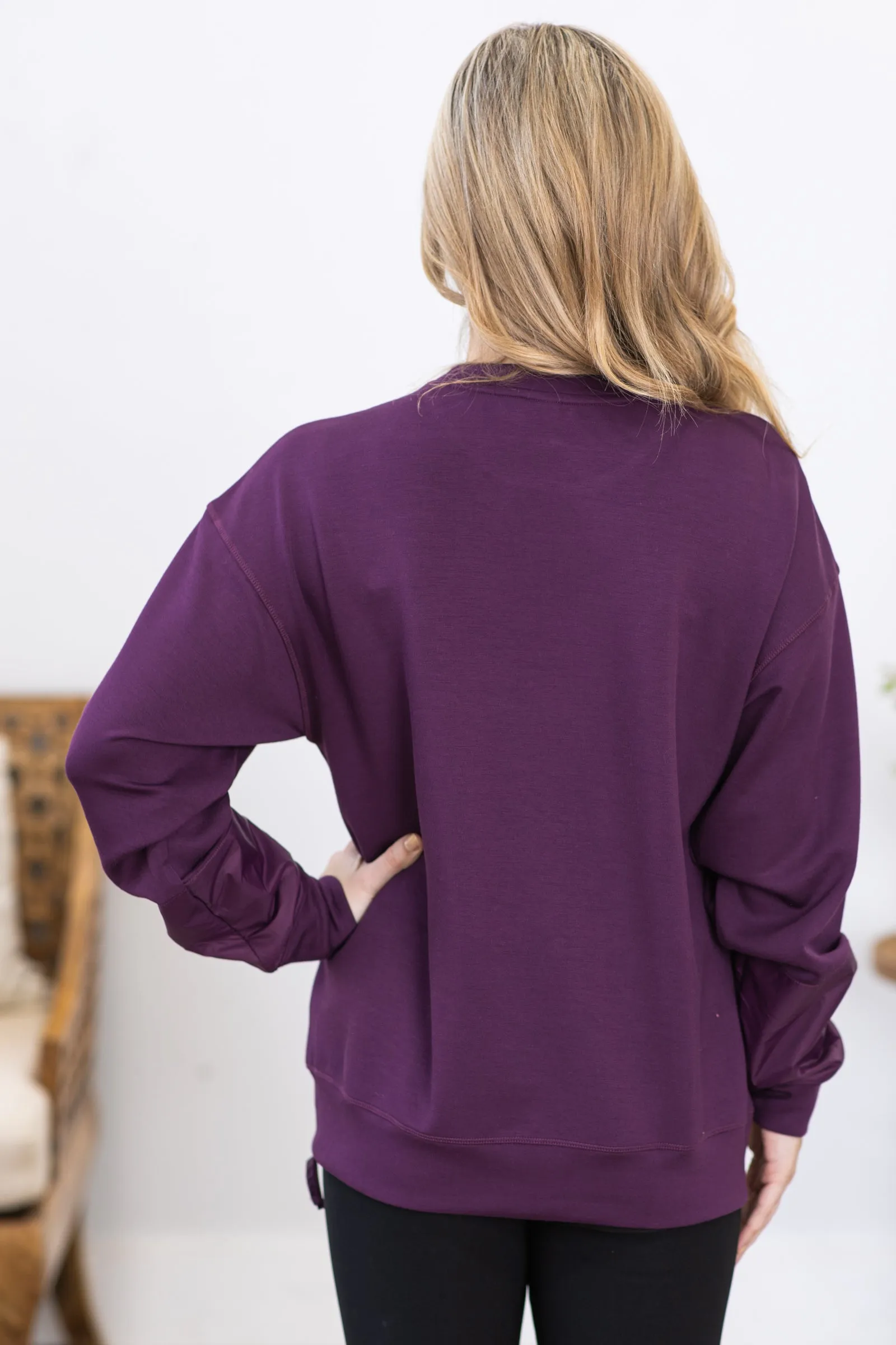 Eggplant Modal Blend Crewneck Pullover Top