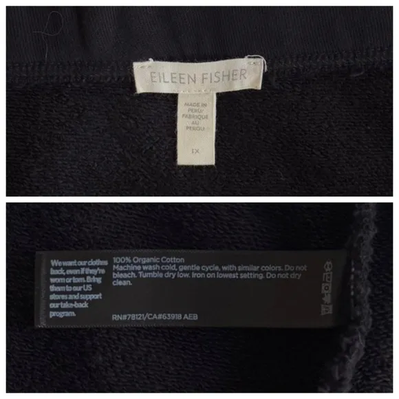 EILEEN FISHER 1X Organic Cotton French Terry A-Line Skirt in Black • Essential