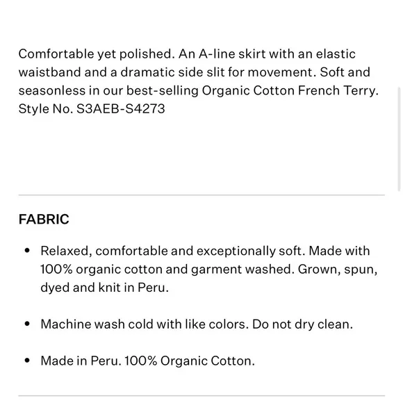 EILEEN FISHER 1X Organic Cotton French Terry A-Line Skirt in Black • Essential