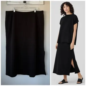 EILEEN FISHER 1X Organic Cotton French Terry A-Line Skirt in Black • Essential