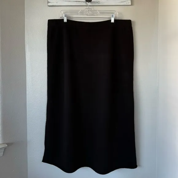 EILEEN FISHER 1X Organic Cotton French Terry A-Line Skirt in Black • Essential