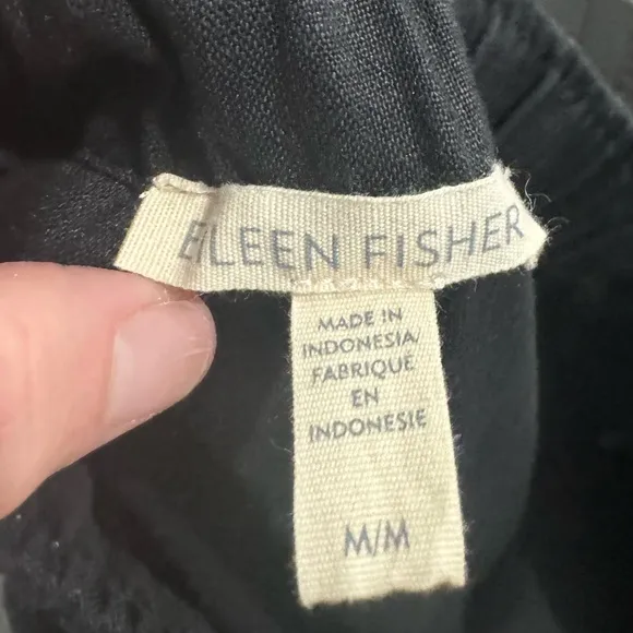 Eileen Fisher A-Line Organic Linen Midi Skirt Womens Size M Black