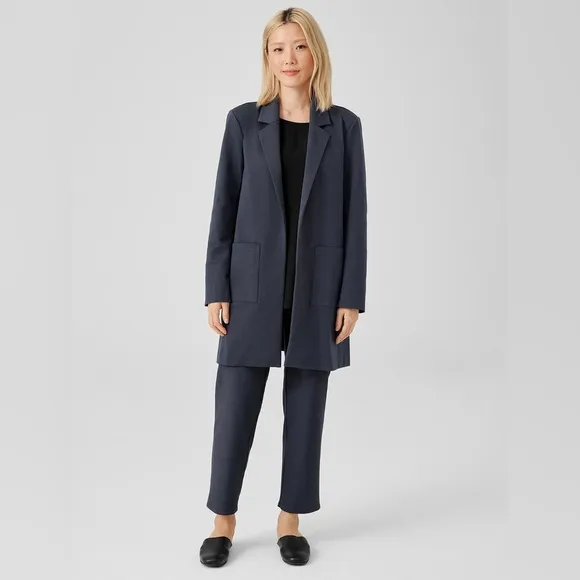 Eileen Fisher Organic Cotton Blend Ponte Long Blazer Petite Small