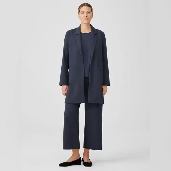 Eileen Fisher Organic Cotton Blend Ponte Long Blazer Petite Small