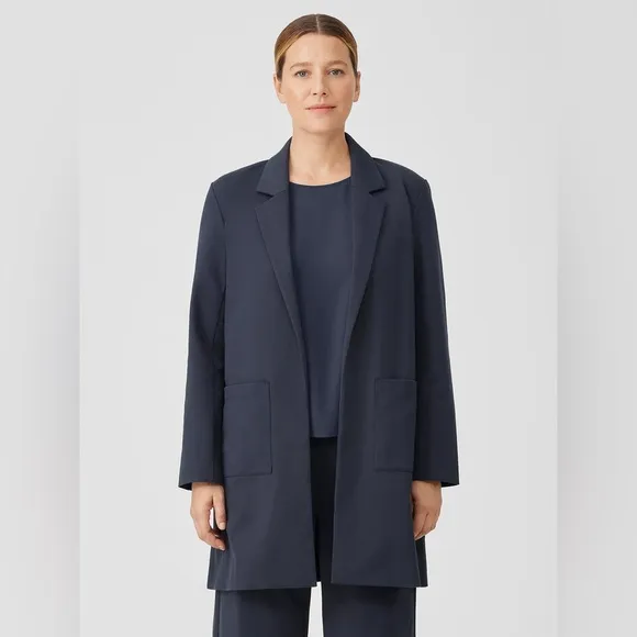 Eileen Fisher Organic Cotton Blend Ponte Long Blazer Petite Small