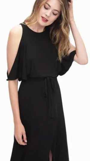 Elan Cold Shoulder Faux Wrap Dress