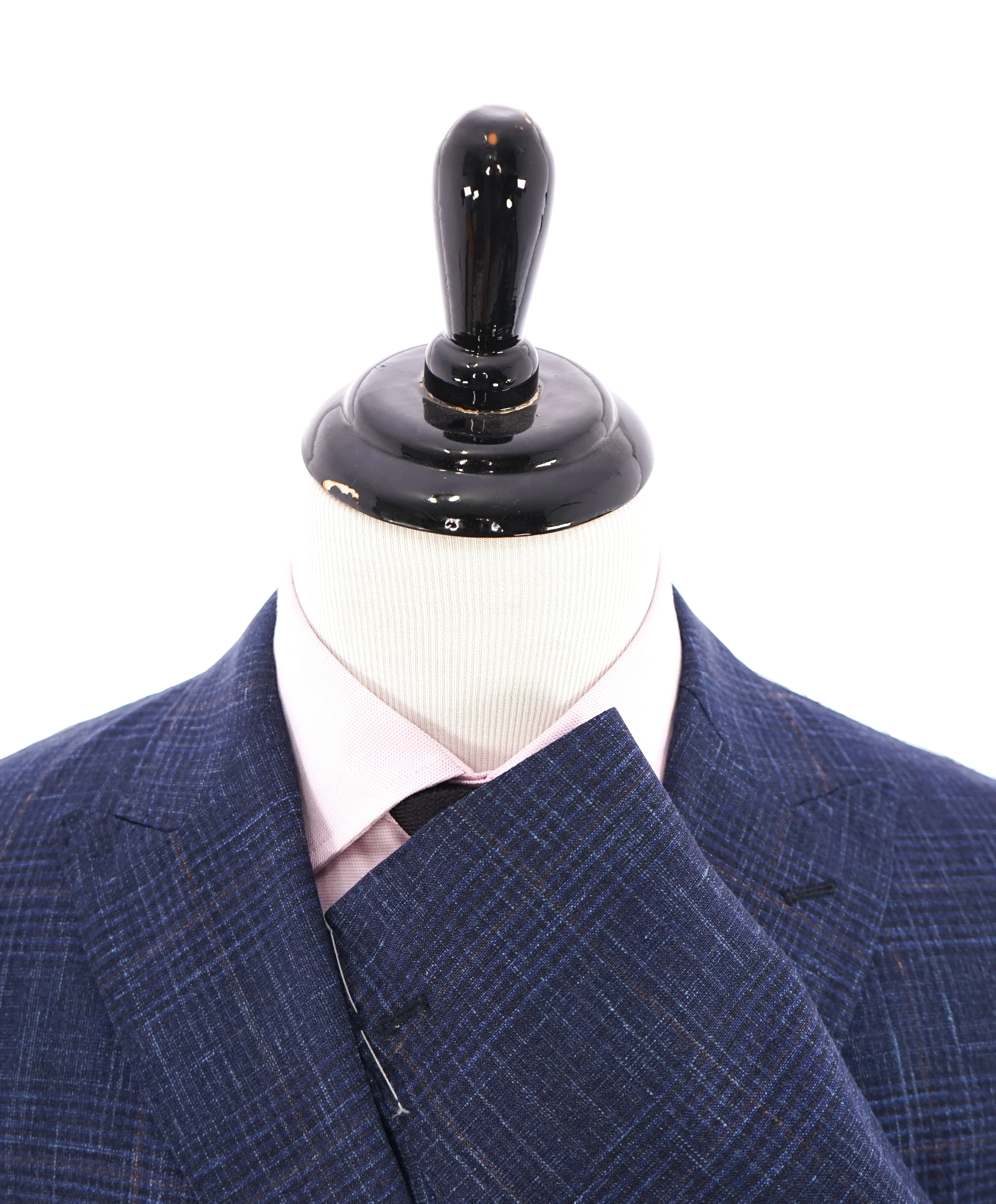 ELEVENTY -  "PLATINUM" Hand Made Double Breasted Blue SILK/LINEN Suit - 44R