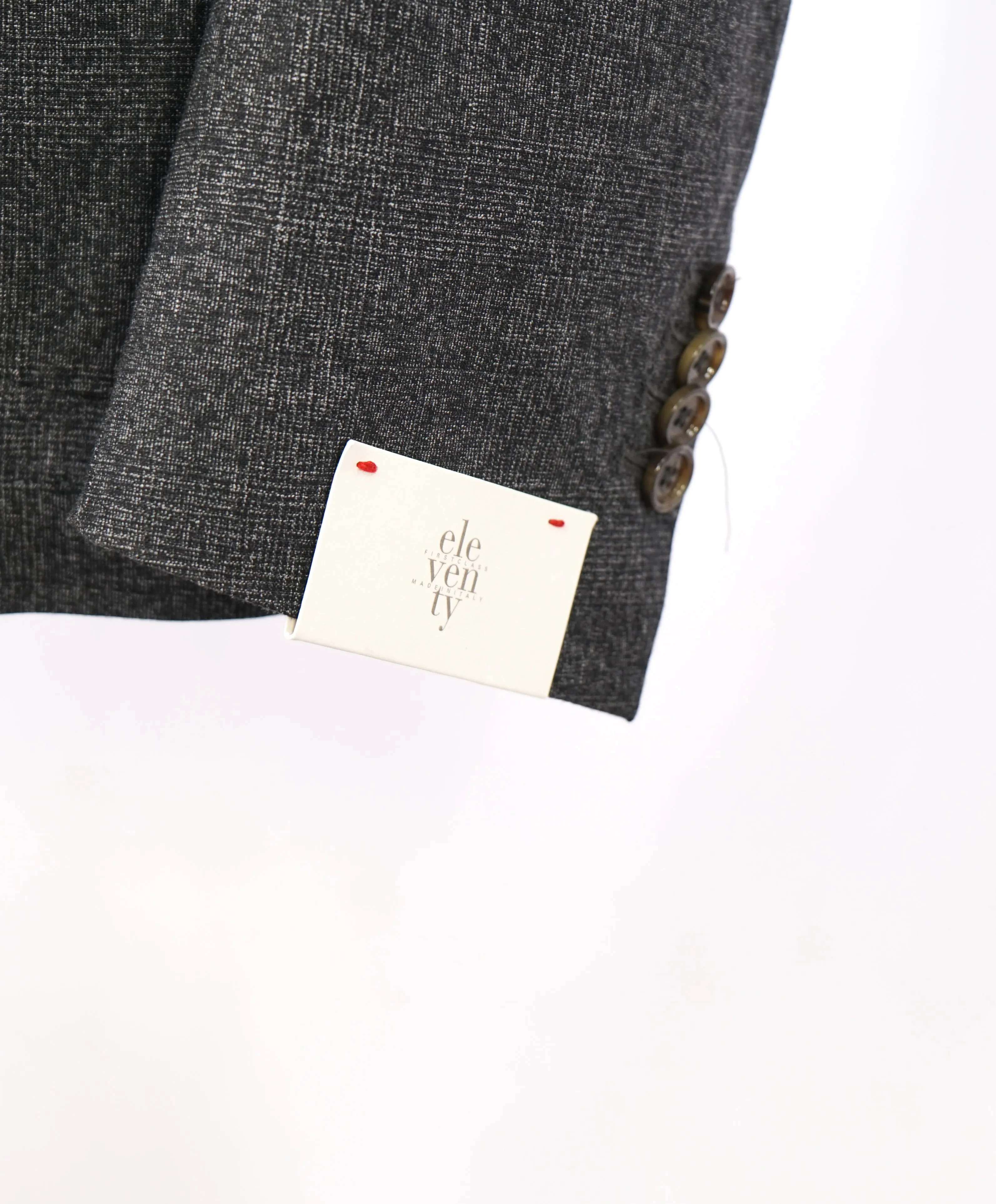 ELEVENTY -  "PREMIUM" Deconstructed Gray Melange Check WOOL/COTTON Suit - 46R