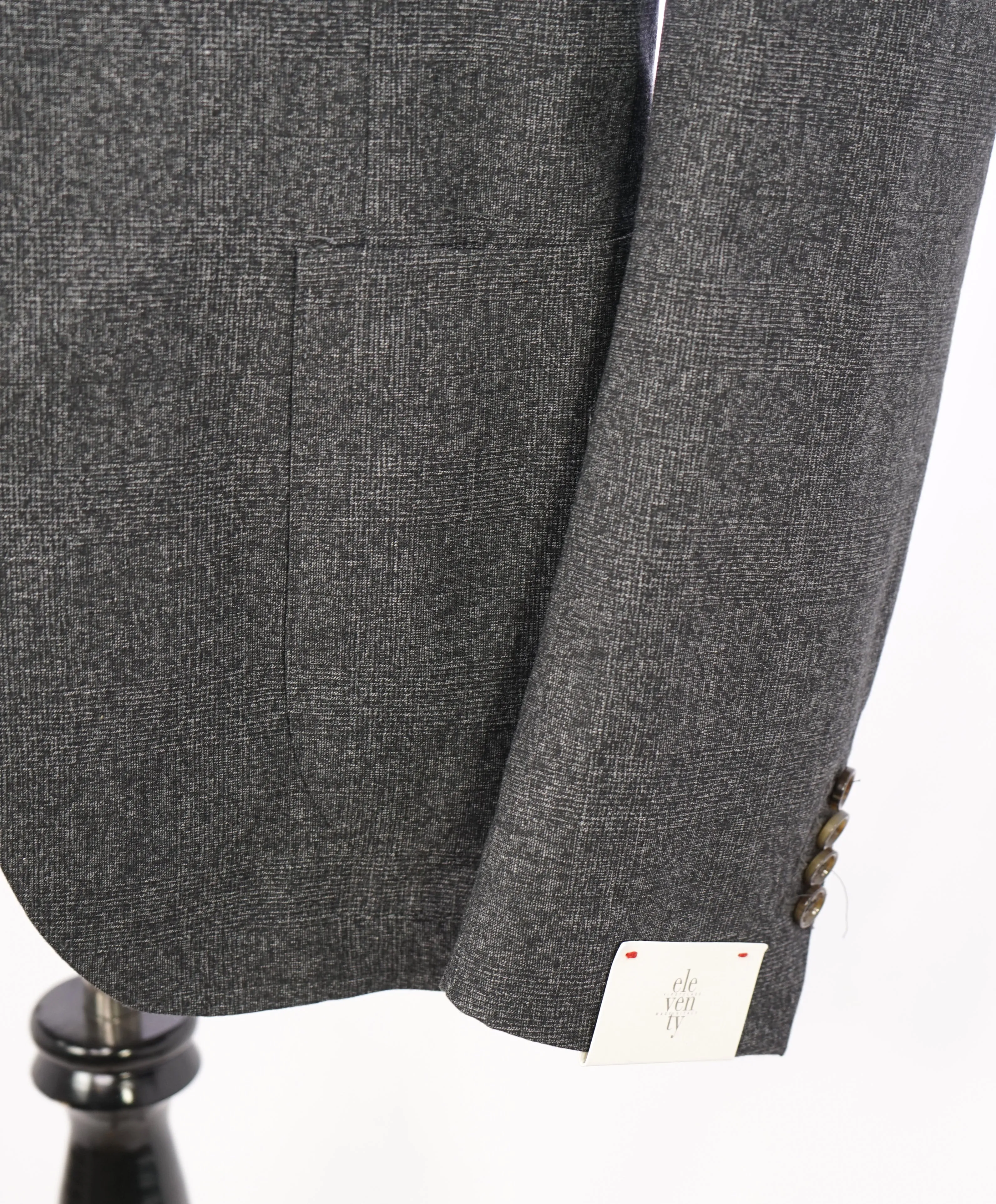 ELEVENTY -  "PREMIUM" Deconstructed Gray Melange Check WOOL/COTTON Suit - 46R