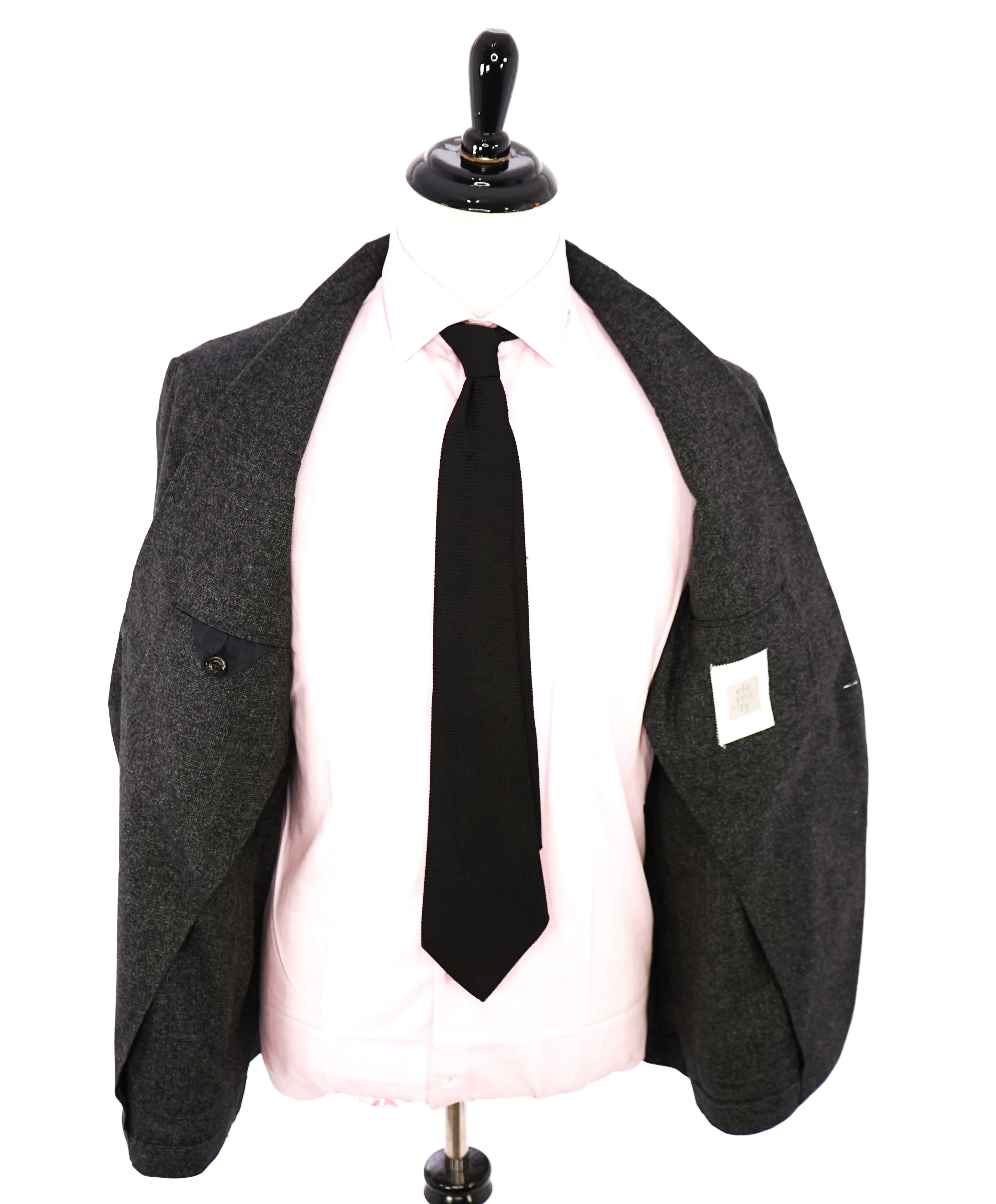 ELEVENTY -  "PREMIUM" Deconstructed Gray Melange Check WOOL/COTTON Suit - 46R