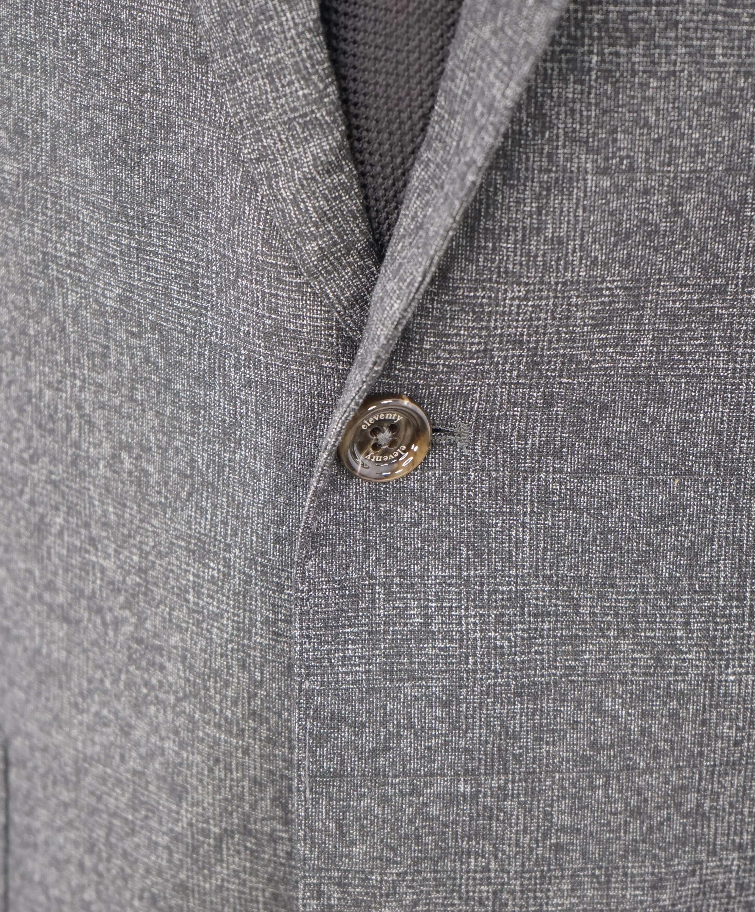 ELEVENTY -  "PREMIUM" Deconstructed Gray Melange Check WOOL/COTTON Suit - 46R