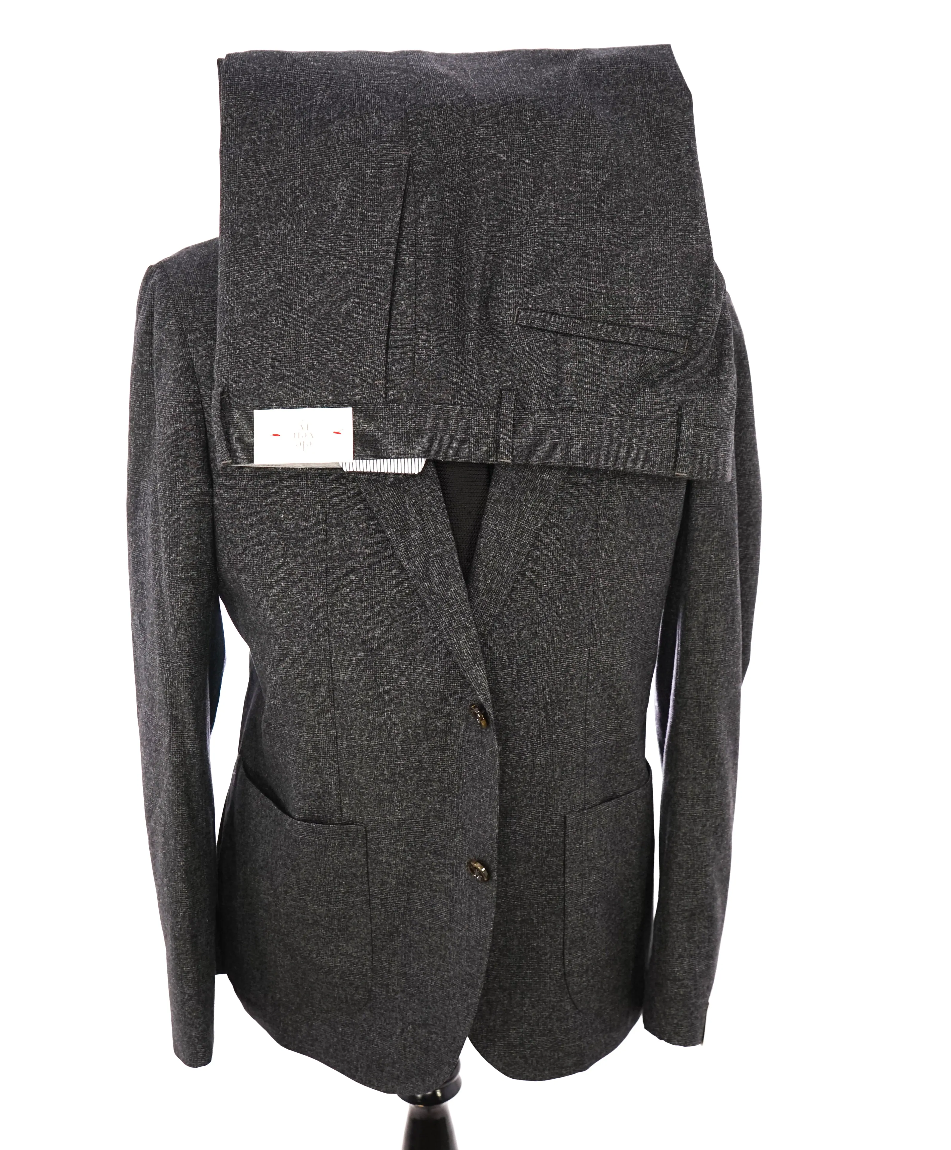 ELEVENTY -  "PREMIUM" Deconstructed Gray Melange Check WOOL/COTTON Suit - 46R