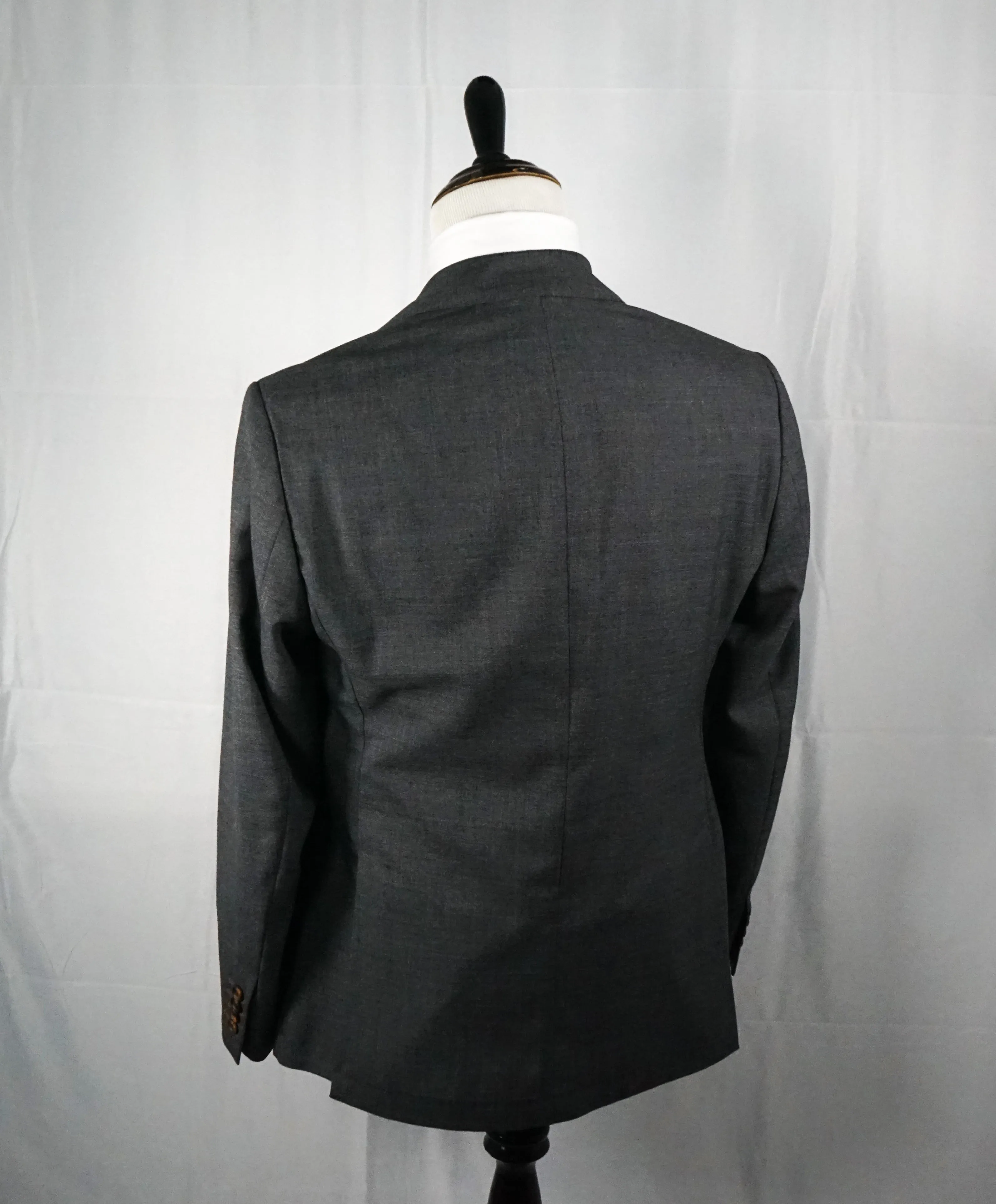 ELEVENTY - Semi-Lined Gray Suede Collar Notch Lapel Suit - 42R