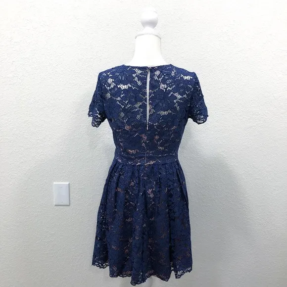 Eliza J Blue Lace Fit and Flare Dress