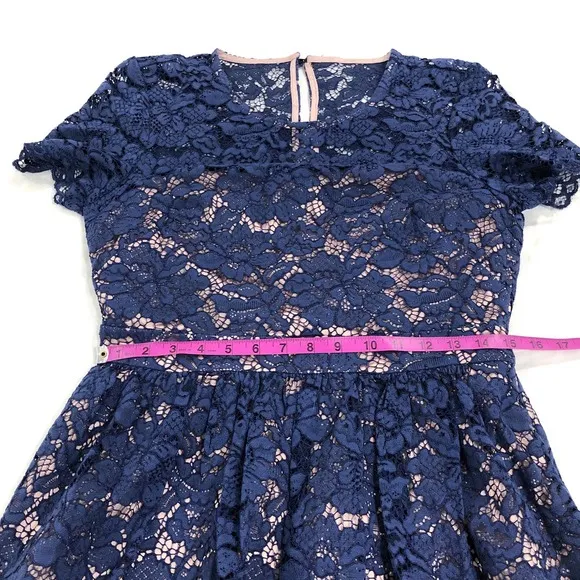 Eliza J Blue Lace Fit and Flare Dress
