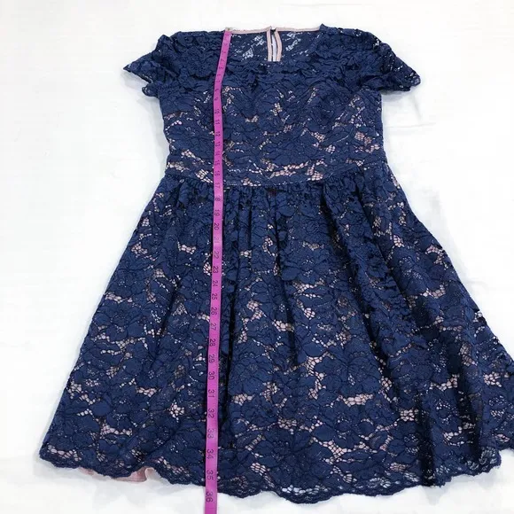 Eliza J Blue Lace Fit and Flare Dress