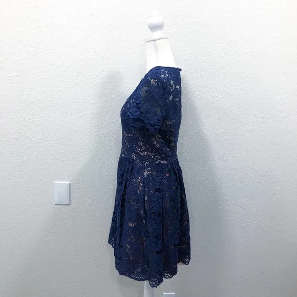 Eliza J Blue Lace Fit and Flare Dress