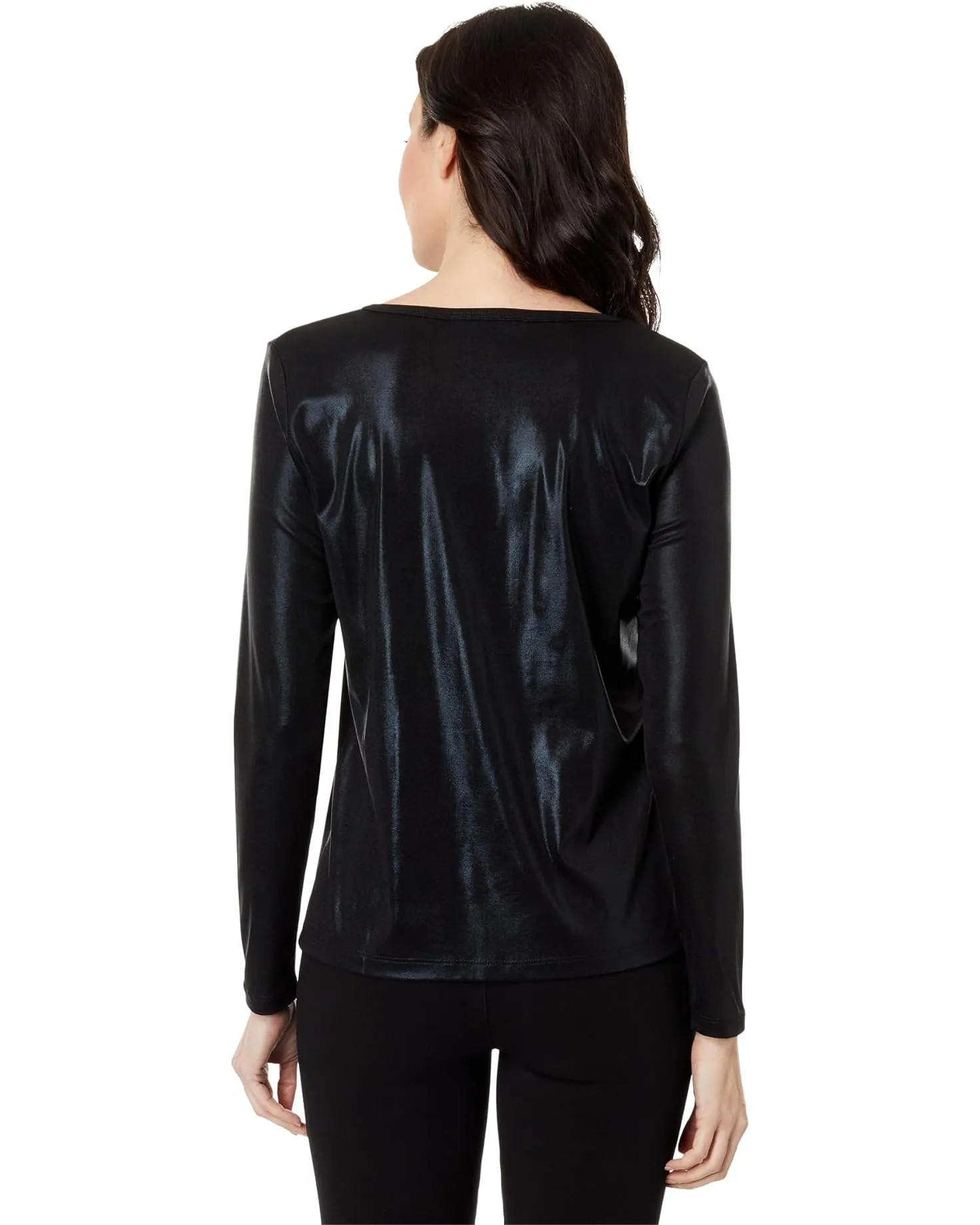 Elliott Lauren Glimmer Knit Long Sleeve Shimmer Top Lead