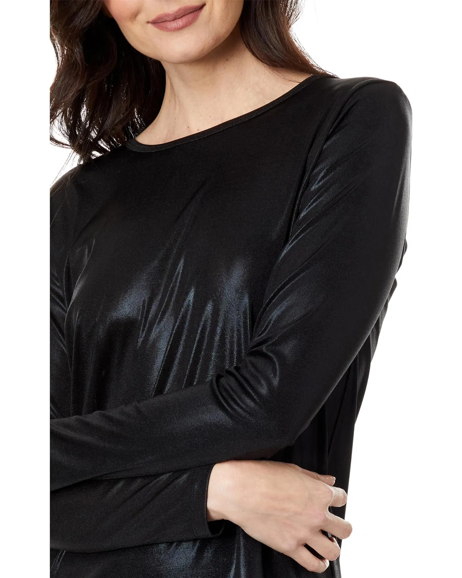 Elliott Lauren Glimmer Knit Long Sleeve Shimmer Top Lead