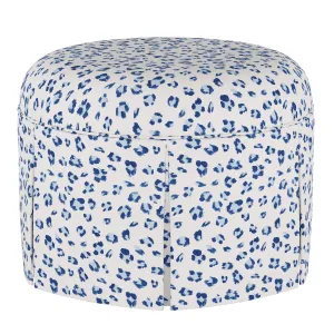 Ellison Skirted Ottoman - Blue Leopard