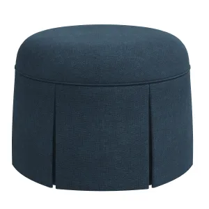 Ellison Skirted Ottoman - Navy Linen