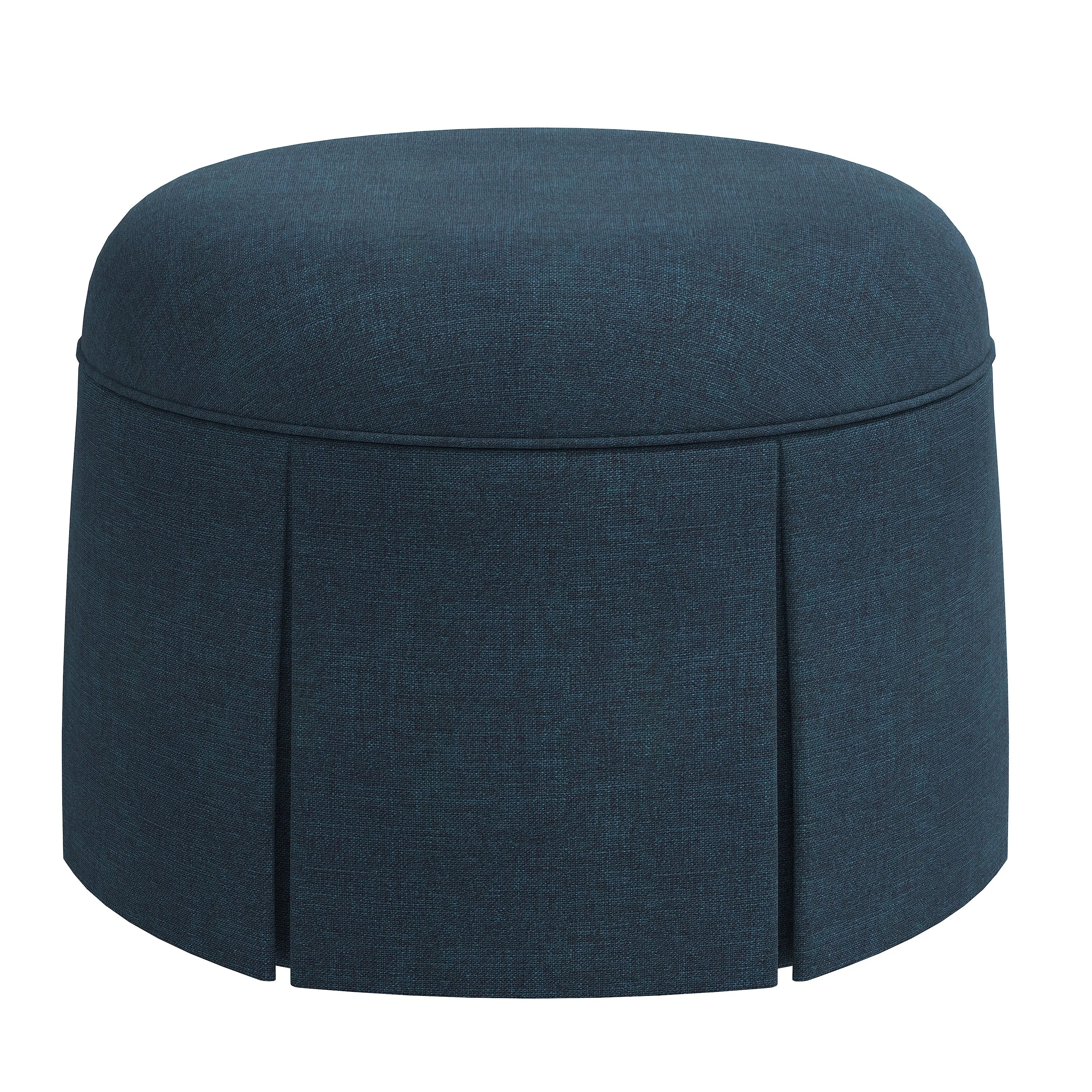 Ellison Skirted Ottoman - Navy Linen
