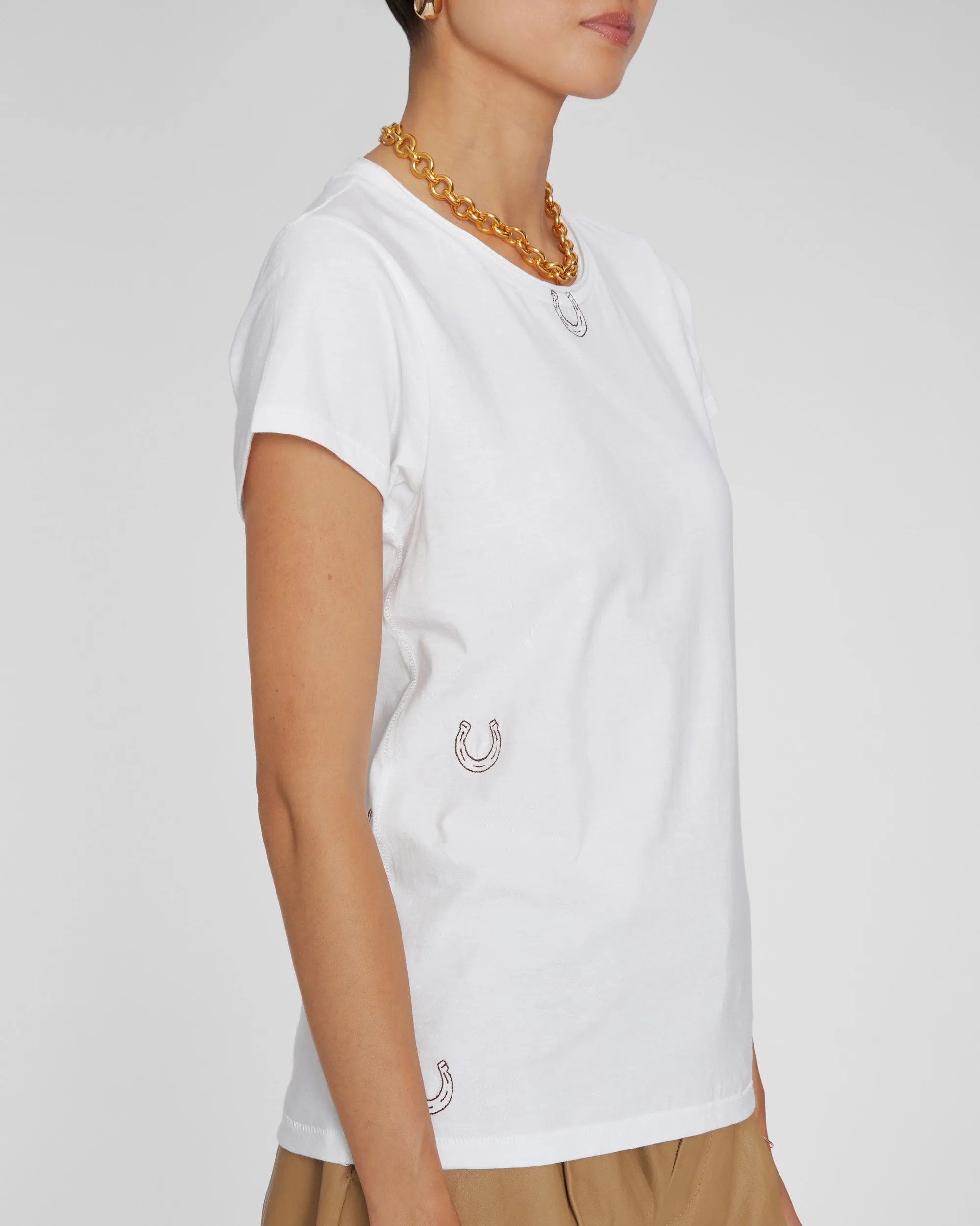 Embroidered Cotton T-Shirt in Horseshoe