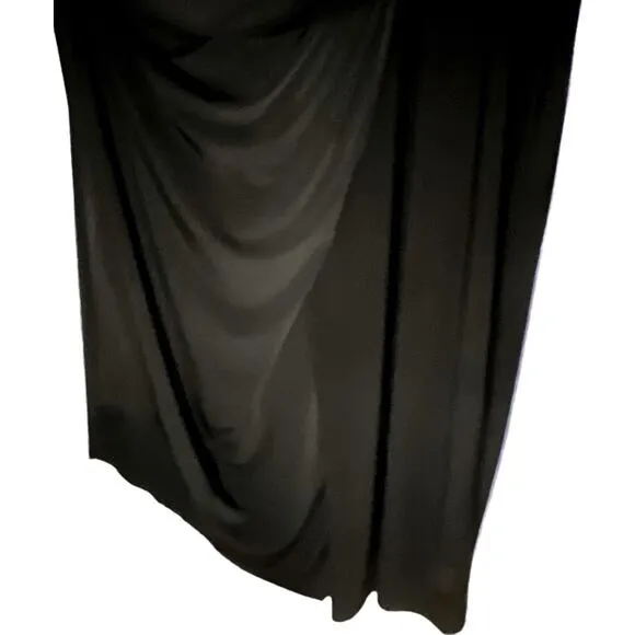 Emma &amp; Michele Size Large Black Faux Wrap Maxi Dress Evening Glamour Drape