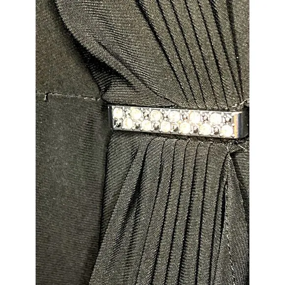 Emma &amp; Michele Size Large Black Faux Wrap Maxi Dress Evening Glamour Drape