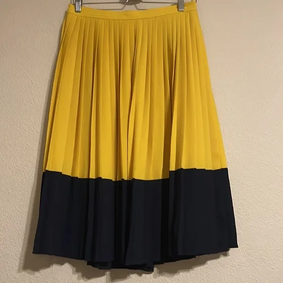 EUC J Crew Pleated Colorblock Midi‎ Skirt Size 6