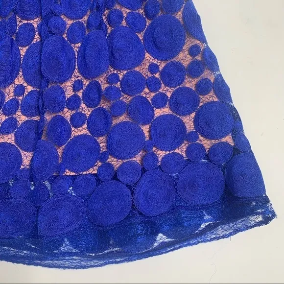 Eva Franco Blue Albastru Lace Circle Knee Length A-line Skirt