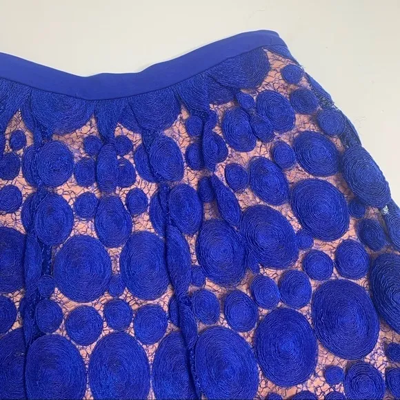 Eva Franco Blue Albastru Lace Circle Knee Length A-line Skirt