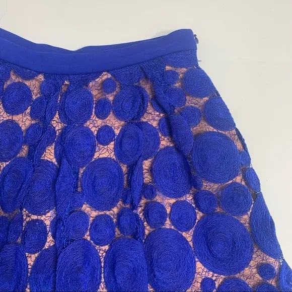 Eva Franco Blue Albastru Lace Circle Knee Length A-line Skirt