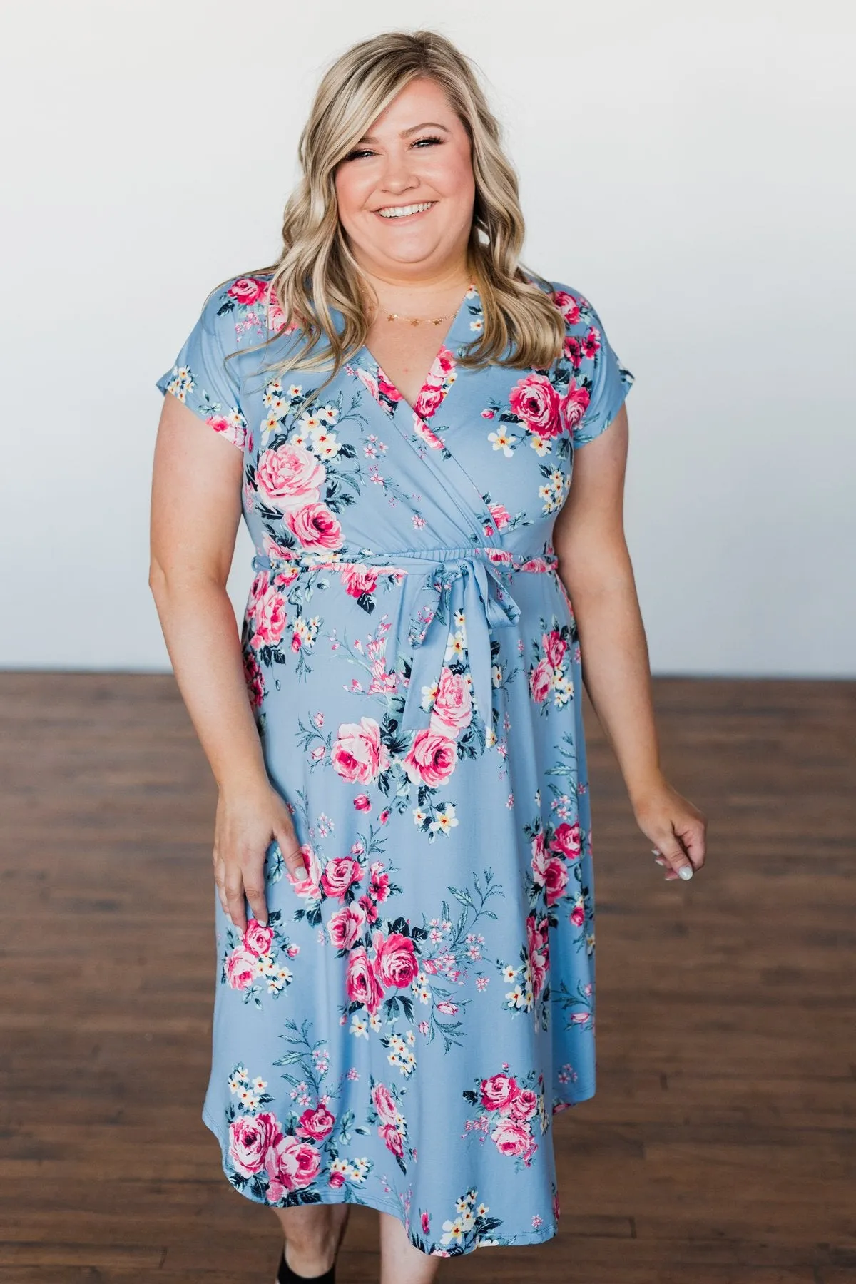 Everything You Want Floral Tie Dress- Baby Blue