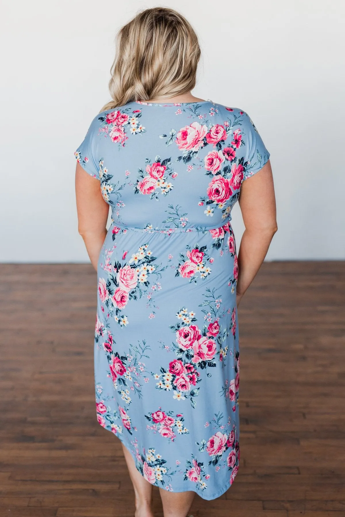 Everything You Want Floral Tie Dress- Baby Blue