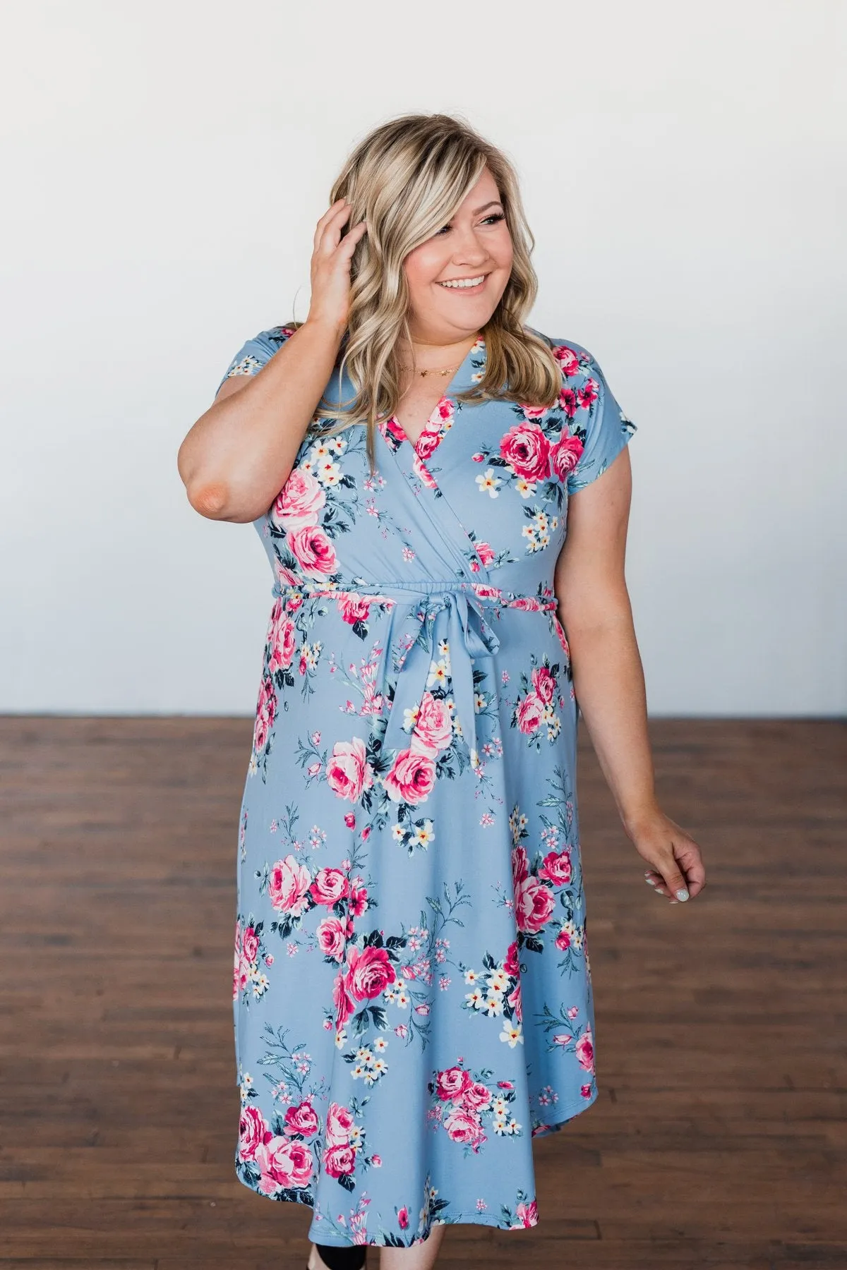 Everything You Want Floral Tie Dress- Baby Blue