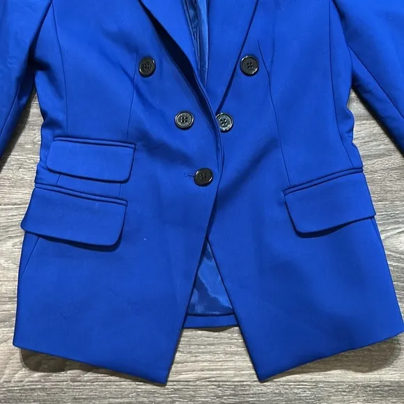 Express Royal Cobalt Blue Blazer Tailored Look Cinched Structured Waist Size 2