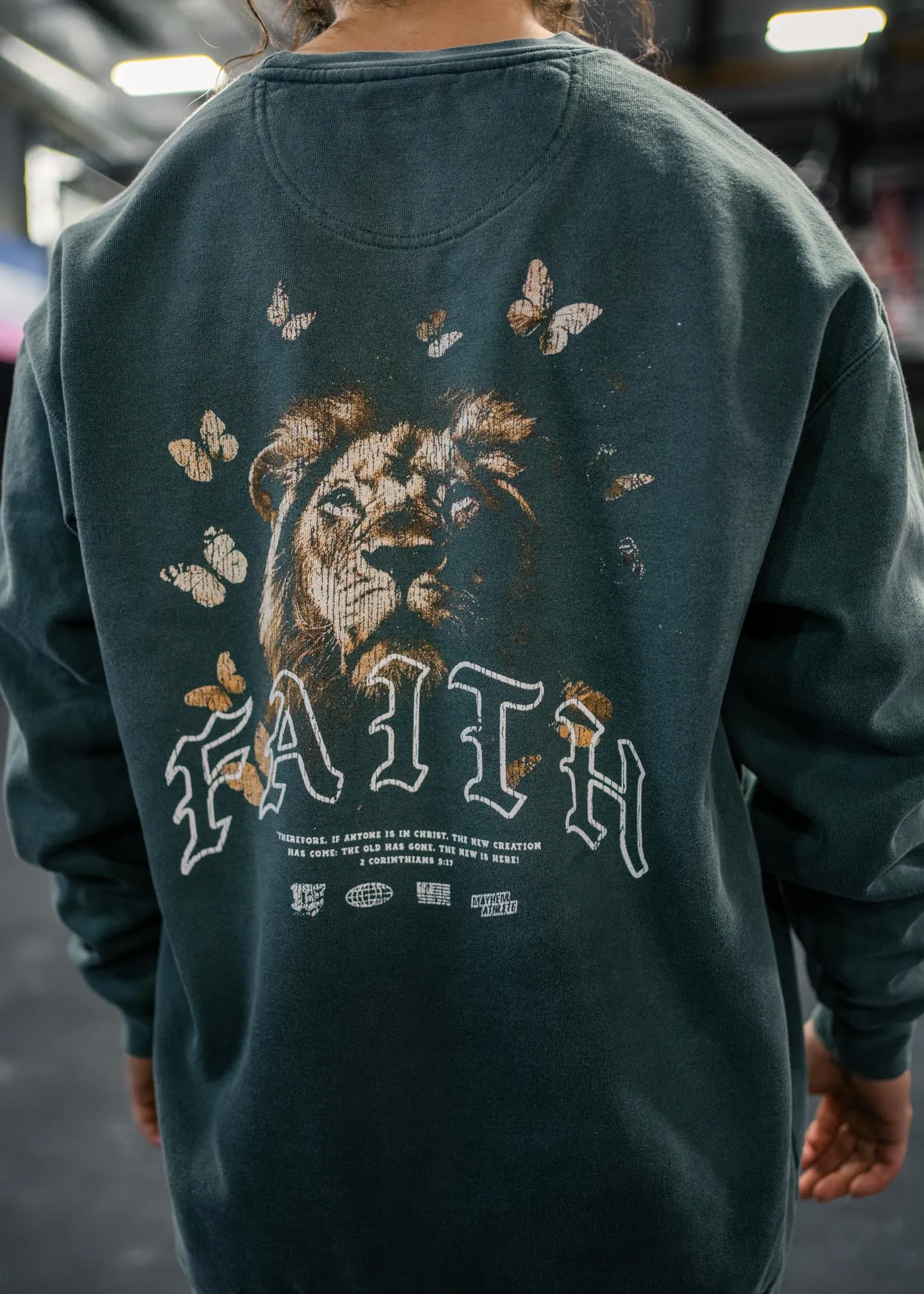 Faith Lion IV Butterflies Crewneck